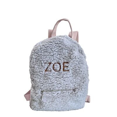 Teddy - children's backpack with an embroidered name - grey