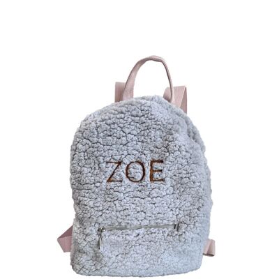 Teddy - children's backpack with an embroidered name - grey