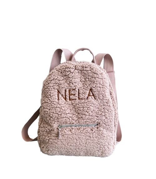 Teddy - children's backpack with an embroidered name - beige