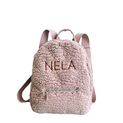 Teddy - children's backpack with an embroidered name - beige