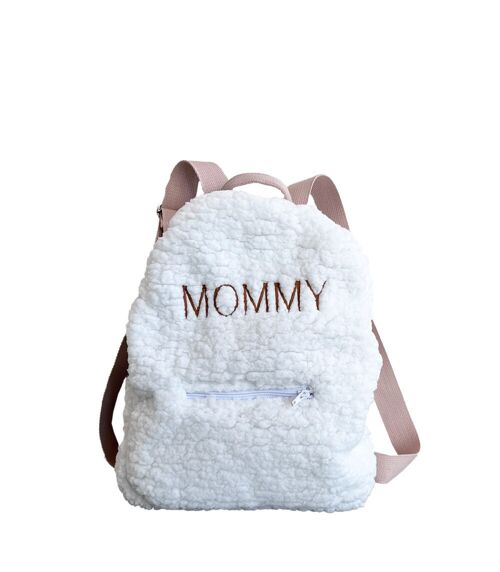 Teddy - children's backpack with an embroidered name - white