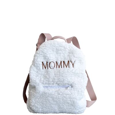 Teddy - children's backpack with an embroidered name - white