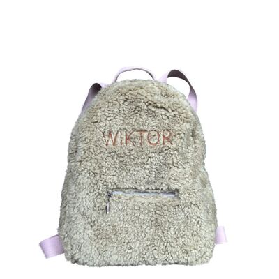 Teddy - children's backpack with an embroidered name - green