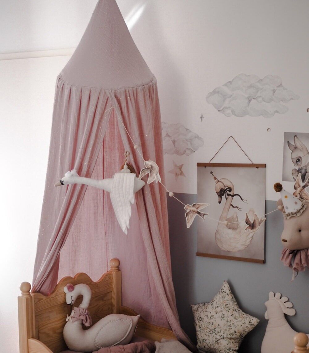 Dusky pink deals bed canopy