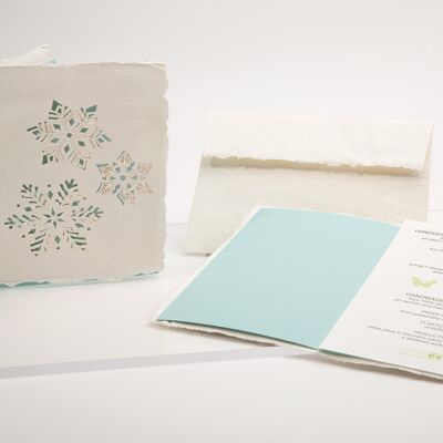 Snow folding card made of handmade paper
