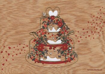 Gâteau de mariage - carte de voeux en bois avec motif pop-up 2