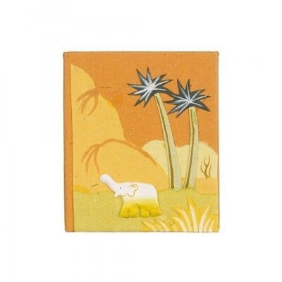 Cuaderno pequeño colorido con estiércol de elefante - naranja