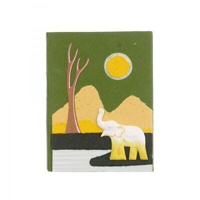 Colourful Medium Elephant Dung Notebook - Green