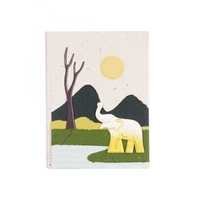 Quaderno colorato con sterco di elefante medio - naturale