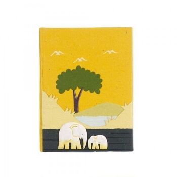 Carnet de notes moyen en bouse d&#39;éléphant coloré - Jaune 4