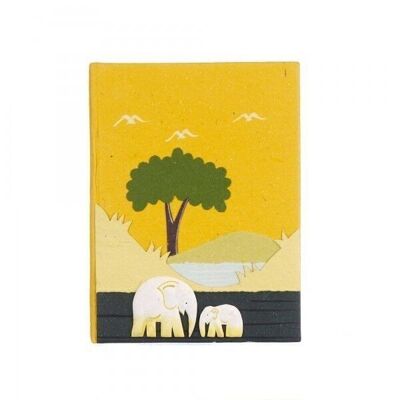 Quaderno colorato con sterco di elefante medio - giallo