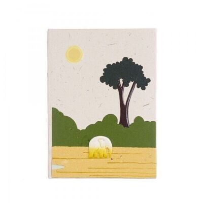 Quaderno colorato con sterco di elefante grande - naturale