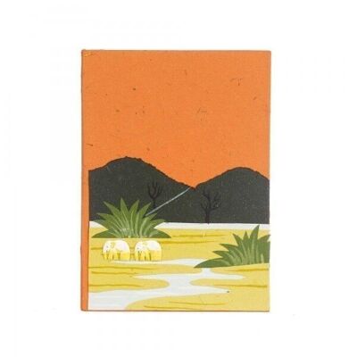 Cuaderno colorido grande con estiércol de elefante - Naranja
