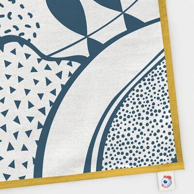 Kitchen towel - Le Tropico - Natural with Blue print