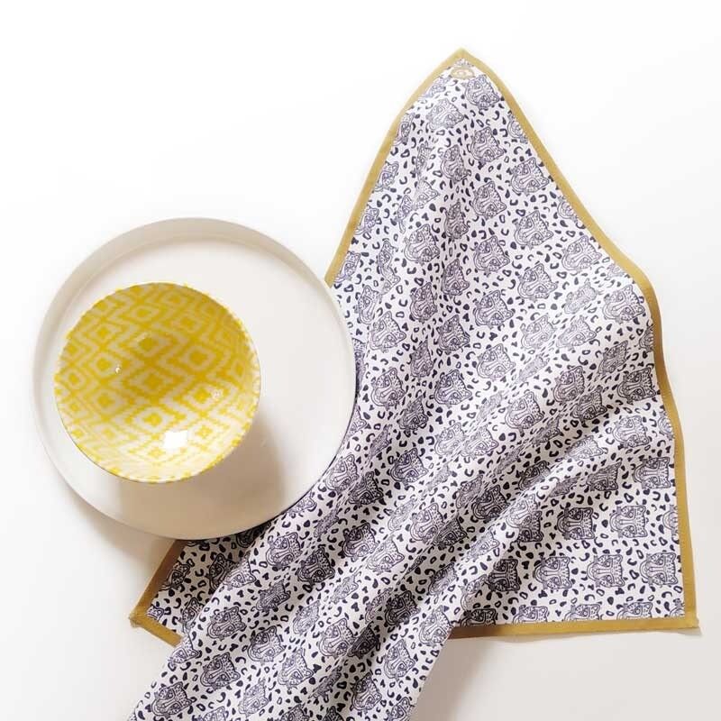 Serviette Leopard - La Grrrminette Blanche - Ocker