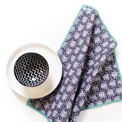 Blue leopard napkin - La Grrrminette Bleue - Turquoise