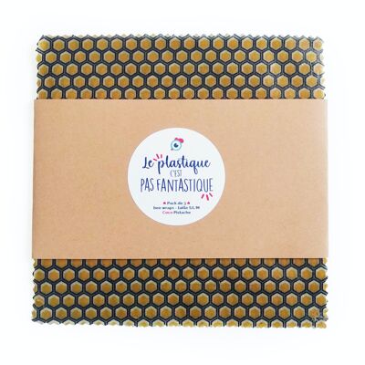 BEE WRAP homemade in France, size S 18x18 cm / patterns of your choice - Alvéoles