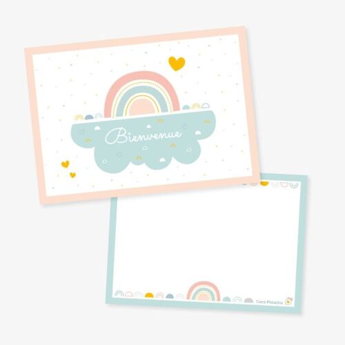CARTE POSTALE naissance bébé bienvenue à message, arc-en-ciel RV 14,8 x 10,5 cm