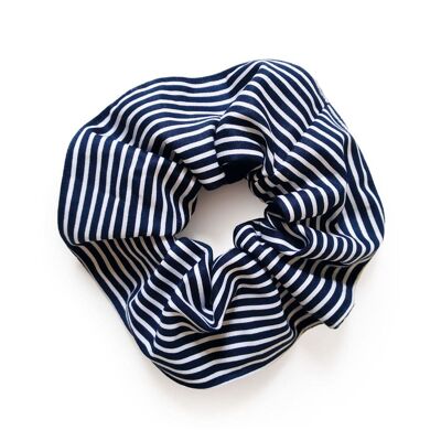 Biface navy blue sailor hair scrunchie handmade OEKO-TEX certified fabric
