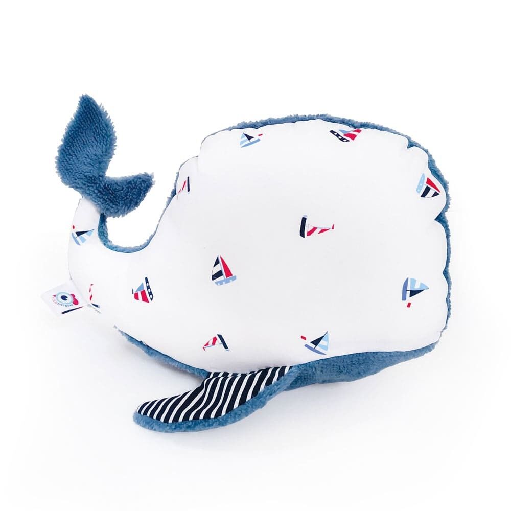 DOUDOU ragazzo ragazza balena piccole barche da marinaio spugna di bambù blu cotone 21 cm