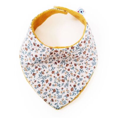 BIB bandana baby newborn cotton mustard bamboo terry with flowers 0-9 months