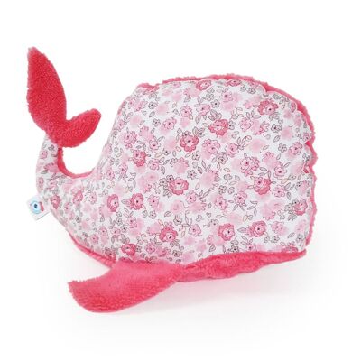DOUDOU pink with flowers baby girl boy whale cotton and bamboo sponge 21cm