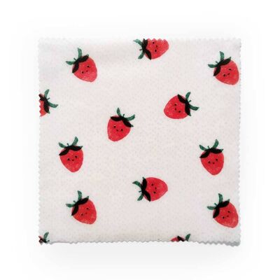 BEE WRAP homemade in France, size S 18x18 cm strawberries pattern