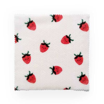 BEE WRAP fait maison en France, taille S 18x18 cm motif fraises