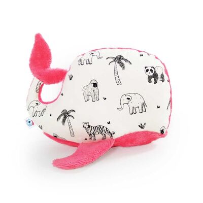 Soft toy baby girl boy whale cotton black and white animals and coral bamboo sponge 21cm