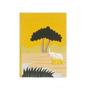 Grand Carnet de Notes Coloré en Bouse d&#39;Eléphant - Jaune