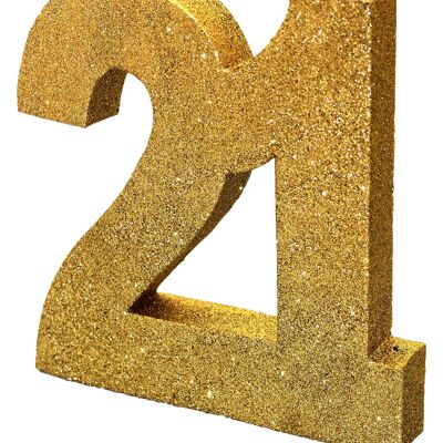 Number 21 Glitter Table Decoration Gold