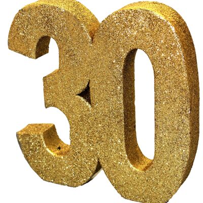 Nummer 30 Glitter Tischdeko Gold