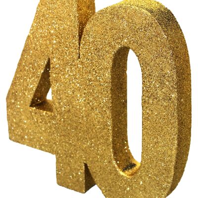 Numero 40 Decorazione da tavola con glitter oro