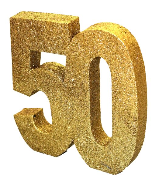 Number 50 Glitter Table Decoration Gold