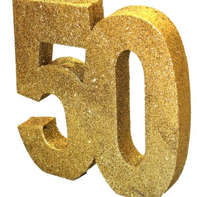 Numero 50 Decorazione da tavola con glitter oro