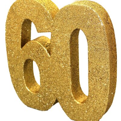 Nummer 60 Glitter Tischdeko Gold