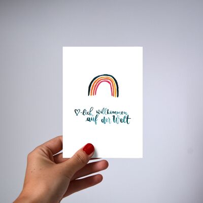 Postkarte Baby Regenbogen, 5-er Pack
