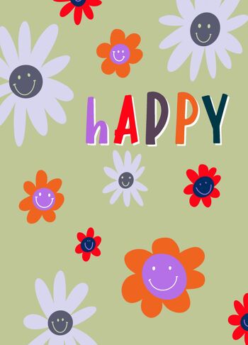 Carte postale Happy Flowers Retro, lot de 5 2