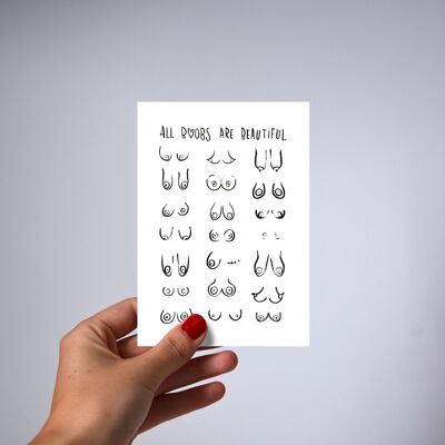 All Boobs are Beautiful Postcard 5-pack