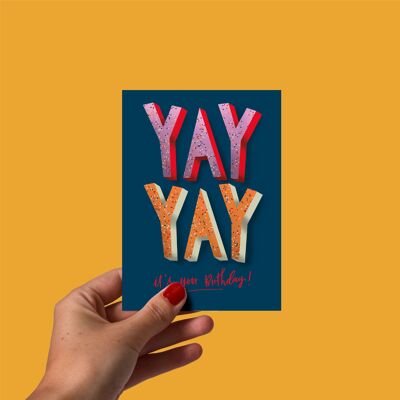 Postcard Yay it's your Birthday, pack of 5