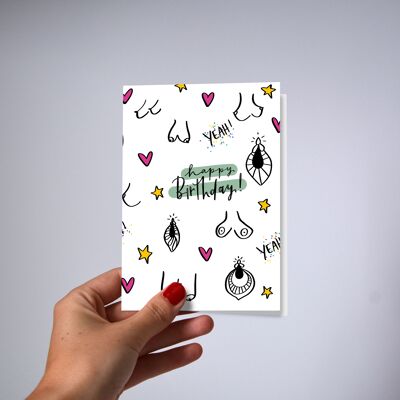Folding card Yoniversum, Happy Birthday, pack of 5