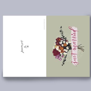 Carte pliée Just Married, Mariage, Lot de 5 2