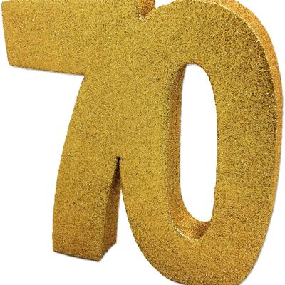 Numero 70 Decorazione da tavola con glitter oro