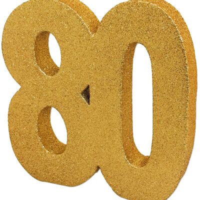 Number 80 Glitter Table Decoration Gold