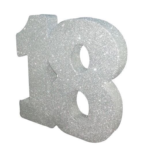 Number 18 Glitter Table Decoration Silver