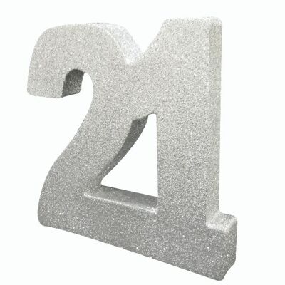 Nummer 21 Glitter Tischdeko Silber
