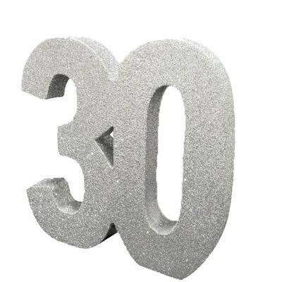 Number 30 Glitter Table Decoration Silver