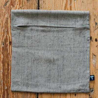 Peg Bag in Striped Linen With Dark Blue and Natural Stripes