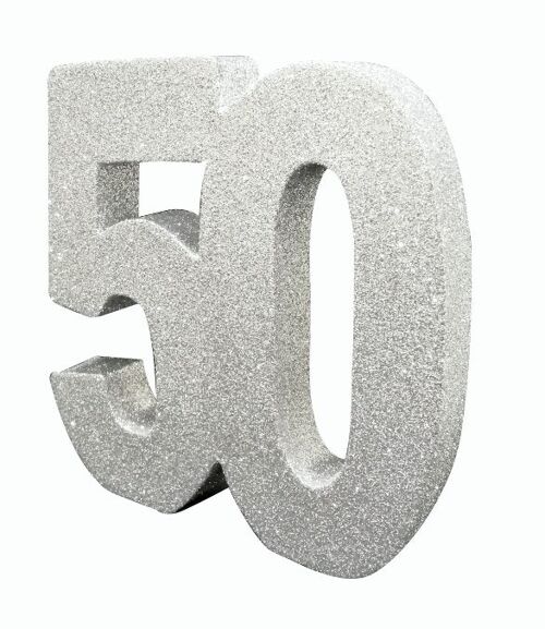 Number 50 Glitter Table Decoration Silver