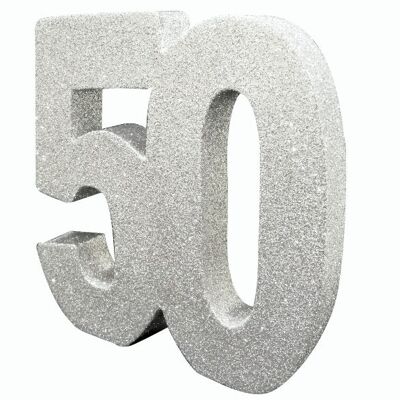 Nummer 50 Glitter Tischdeko Silber